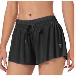 Luogongzi 2 In 1 Flowy Athletic Running Tennis Skorts Size L Set of 2 Gray Orang